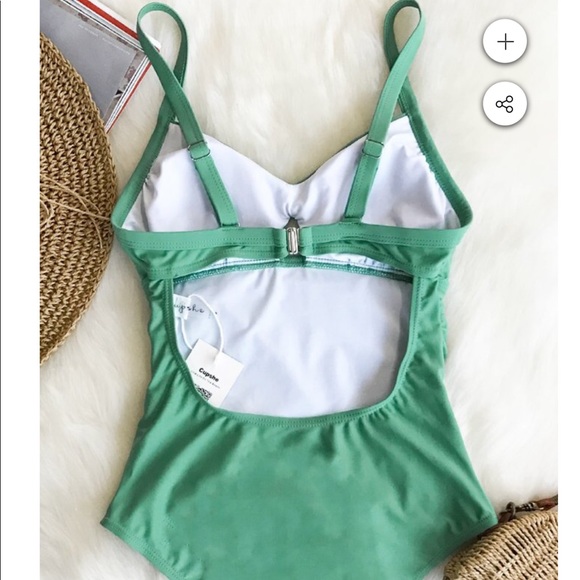 GREEN GRASS SOLID ONE-PIECE SWIMSUIT - Picture 2 of 5
